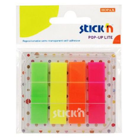 Zakładki indeksujące na podajniku Stick'n 45x12mm, 80szt neon
